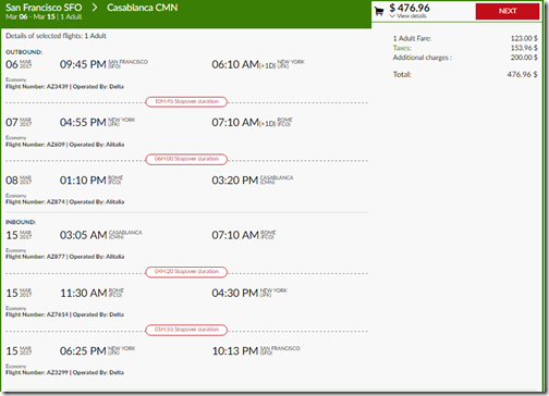 SFO-CMN $477 AZ Mar6-15