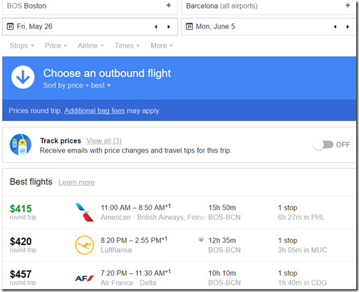 BOS-BCN $415 AA May26-Jun5