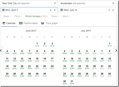 Google Flights JFK-AMS BA