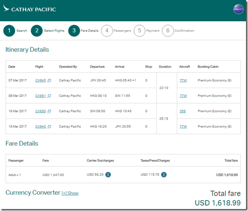 JFK-SIN $1619 CX Mar7-16