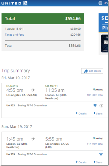 LAX-LHR $555 UA Mar10-19