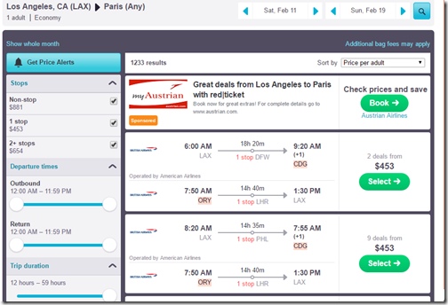 LAX-PAR $453 Feb 11-19 BA