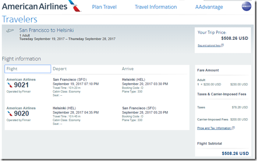 SFO-HEL $508 AA-AY Sep19-28