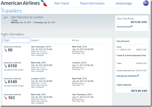 SFO-LGW $674 AA Jul10-20