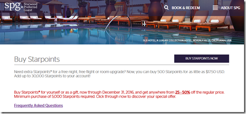 SPG buy points discount