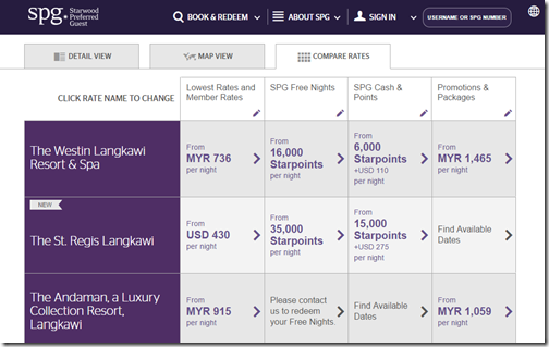 Starwood Langkawai Feb3 rates