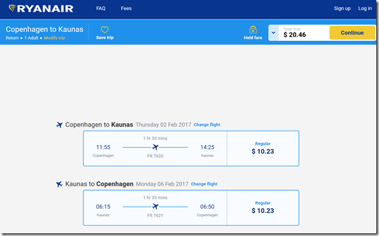 CPH-KUN $21 Ryanair Feb2-6