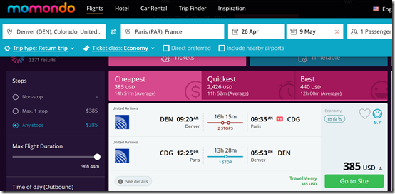 DEN-CDG $385 UA Apr26-May9