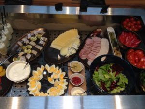 a variety of food on a counter