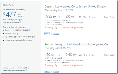 LAX-JER $477 AA Mar8-16