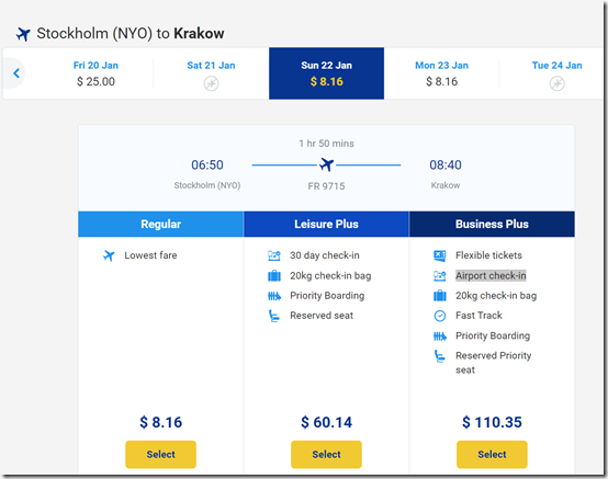 NYO-KRK $8 Ryanair Jan22