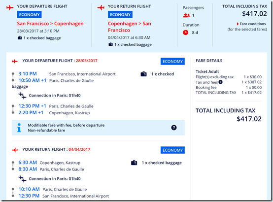 SFO-CPH $417 AF Mar28-Apr4