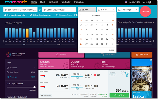 SFO-LIS $384 May4-14 BA