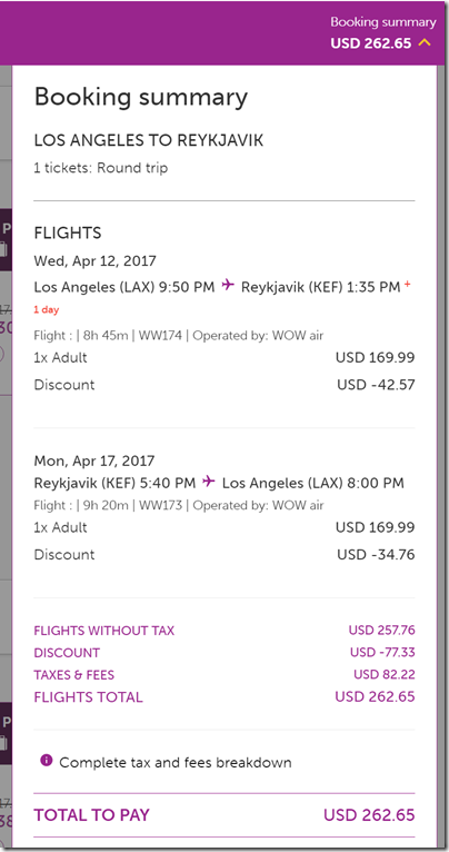 LAX-KEF $263 WOW Apr12-17