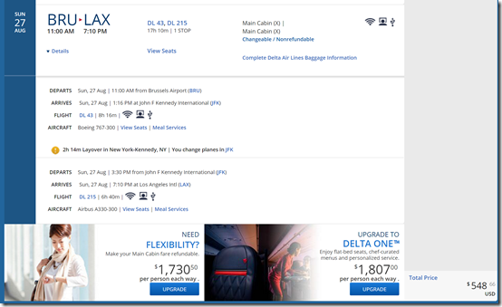 LAX-BRU-2 $549 DL Aug18-27