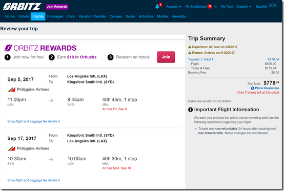 LAX-SYD $778 PI Sep5-17