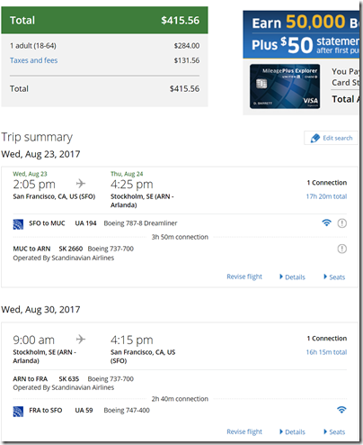 SFO-ARN $415 UA Aug23-30