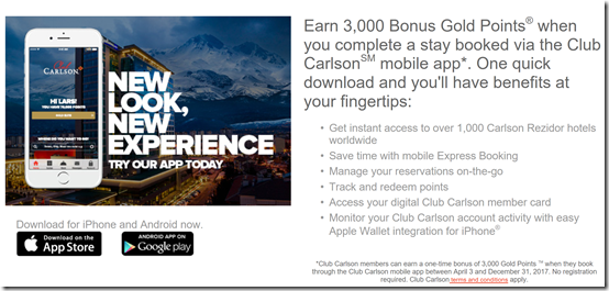 Club Carlson 3k mobile booking
