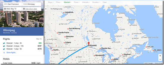 Google Maps SFO-Canada