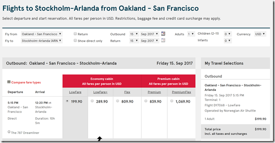 OAK-ARN $200 DY Sep 15