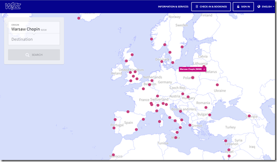 Wizz Air Warsaw routes