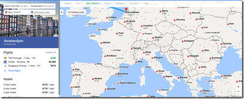Google Flights TAP map JFK