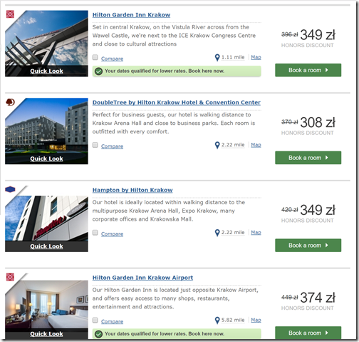 Hilton Krakow room rates