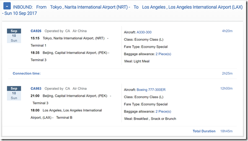 LAX-NRT-2 $539 Air China Aug31-Sep10