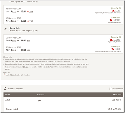 LAX-VCE $421 LX Nov18-26