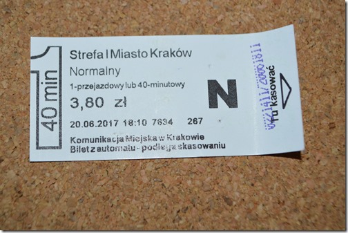 Krakow tram ticket