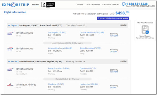 LAX-FCO $499 ExploreTrip Oct12-19