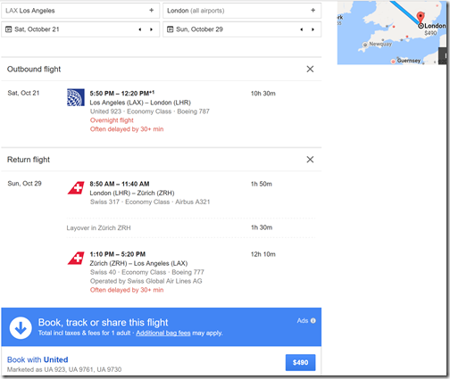 LAX-LHR $490 UA Oct21-29