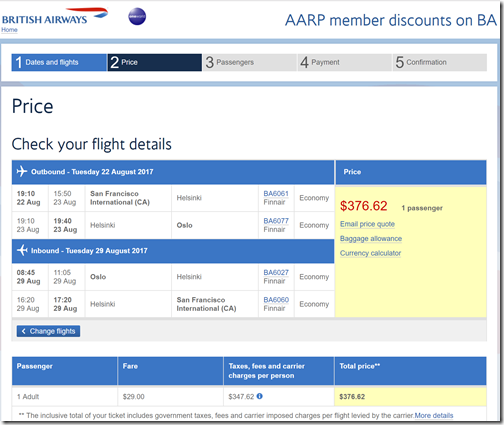 a screenshot of a flight schedule