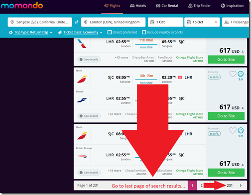 Momondo.com flight pages 1