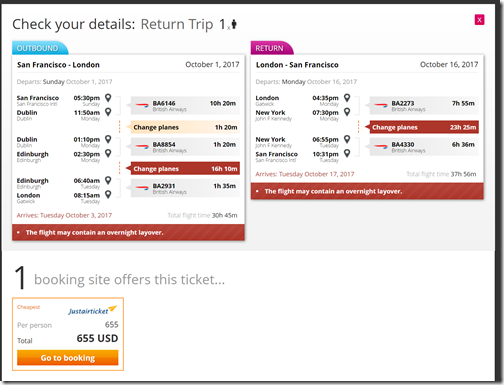 SFO-LHR $655 xEDIxJFK Oct1-16