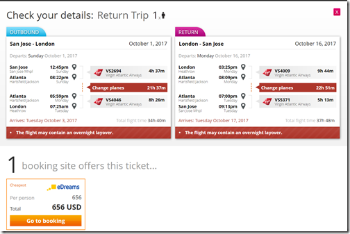 SJC-LHR VS $656 Oct1-16