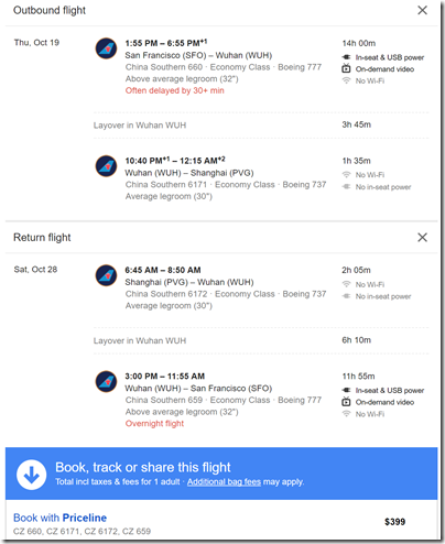 SFO-PVG $399 GF Oct19-28