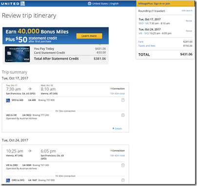 SFO-VIE $432 UA Oct17-24