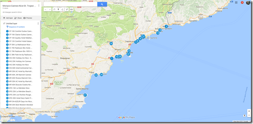 French Riviera Google Map chain hotels