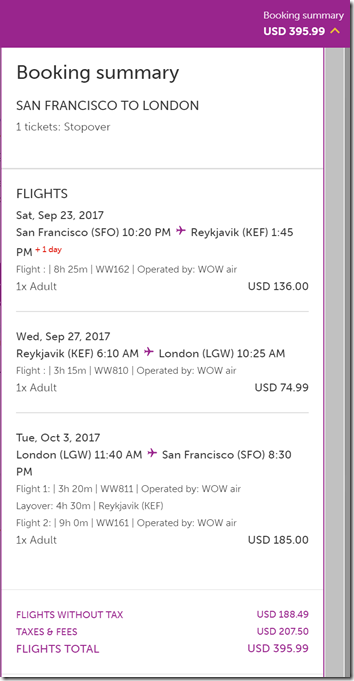 SFO-LGW $395 Iceland Stopover WOW Sep23-Oct3