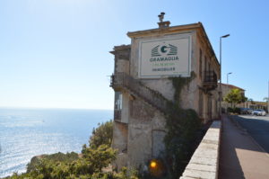 a building with a sign on the side