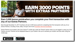 Club Carlson Extras Partners 3000 bonus points