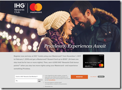 IHG Priceless Experiences 2017-18