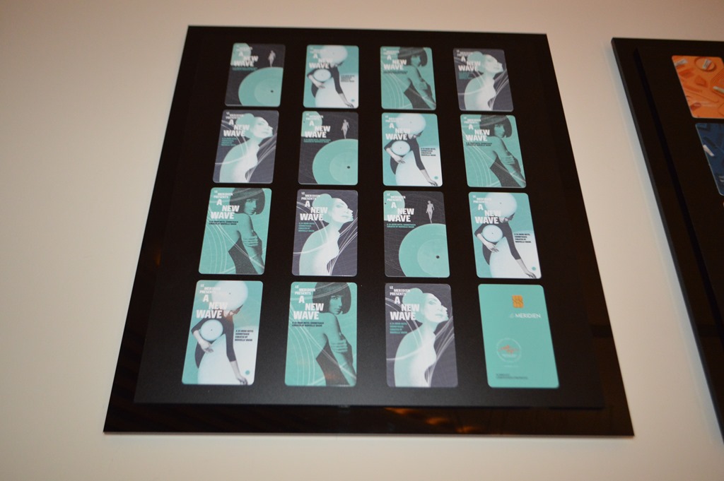 a black frame with many cards
