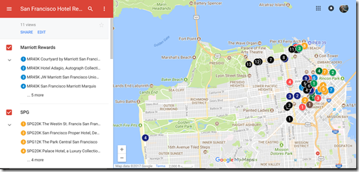 SF hotel rewards map