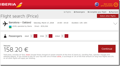 BCN-OAK $158EUR IB-ow Mar17