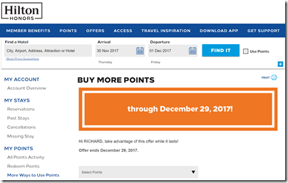 Hilton Honors buy points 80%