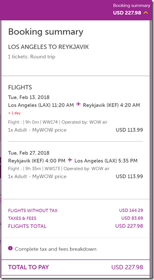 LAX-KEF $228 WW Feb13-27