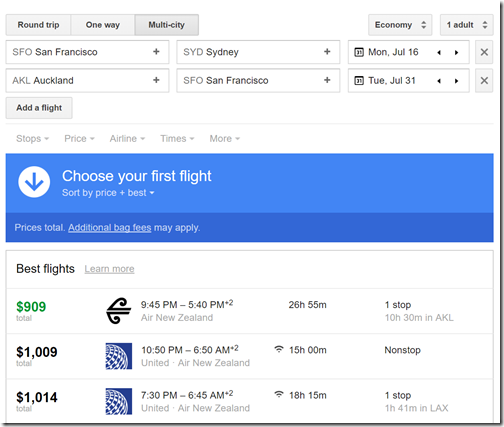 SFO-SYD-AKL-SFO $909 NZ Jul16-31