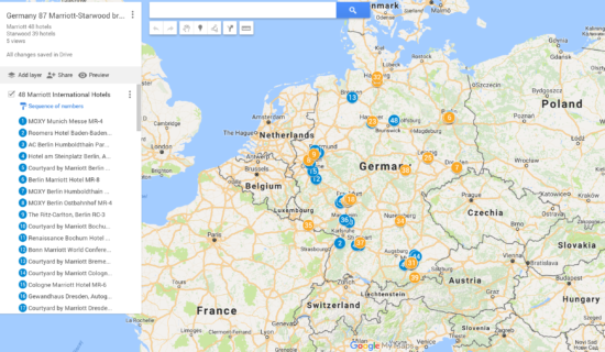 a map of europe with orange and blue dots